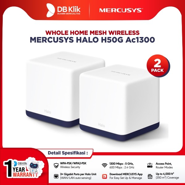 Whole Home Mesh Wireless MERCUSYS Halo H50G Gigabit AC1300 (2-pack)