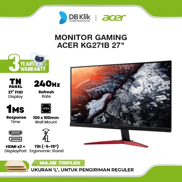 Monitor Gaming Acer KG271B 27 Inch 1ms 240Hz