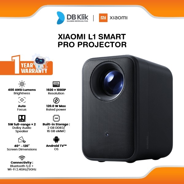 XIAOMI L1 Smart PRO Projector FHD 400 Lumens Built-In Speaker HDMI