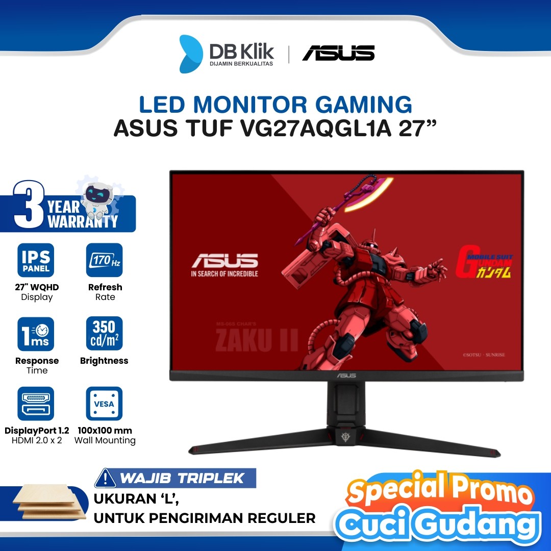 LED Monitor Gaming ASUS TUF VG27AQGL1A WQHD 170Hz Edisi Gundam Zaku II