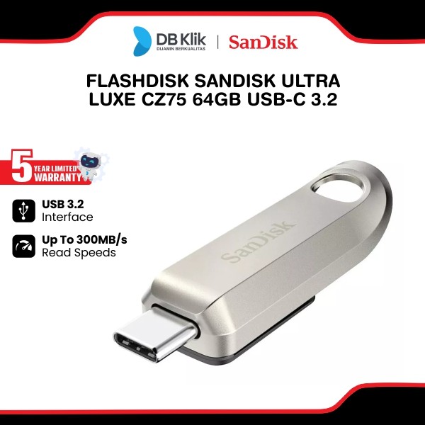 Flashdisk SanDisk Ultra Luxe CZ75 64GB Usb-C 3.2 300MB/s (SDCZ75-064G-G46)