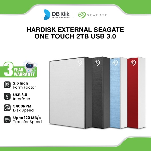 Harddisk External SEAGATE One Touch 2TB USB3.0 2.5"- HDD One Touch 2TB - GREY