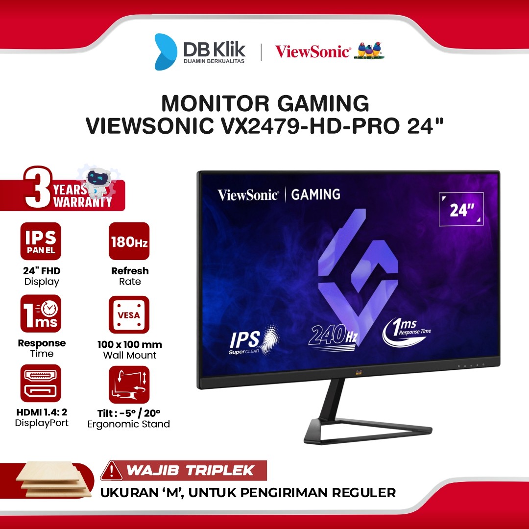 Monitor VIEWSONIC VX2479-HD-PRO 24" FHD IPS 180Hz 1ms HDMI DP