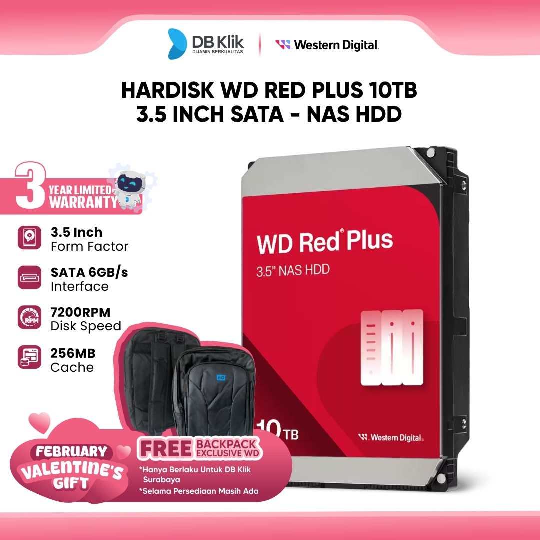 Hardisk WD RED Plus 10TB 3.5 Inch SATA - NAS HDD