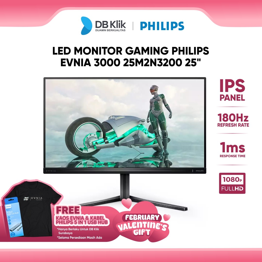 LED Monitor Gaming Phiips Evnia 3000 25M2N3200 25" IPS Fhd 180Hz 1ms Ergo Stand Hdmi Dp