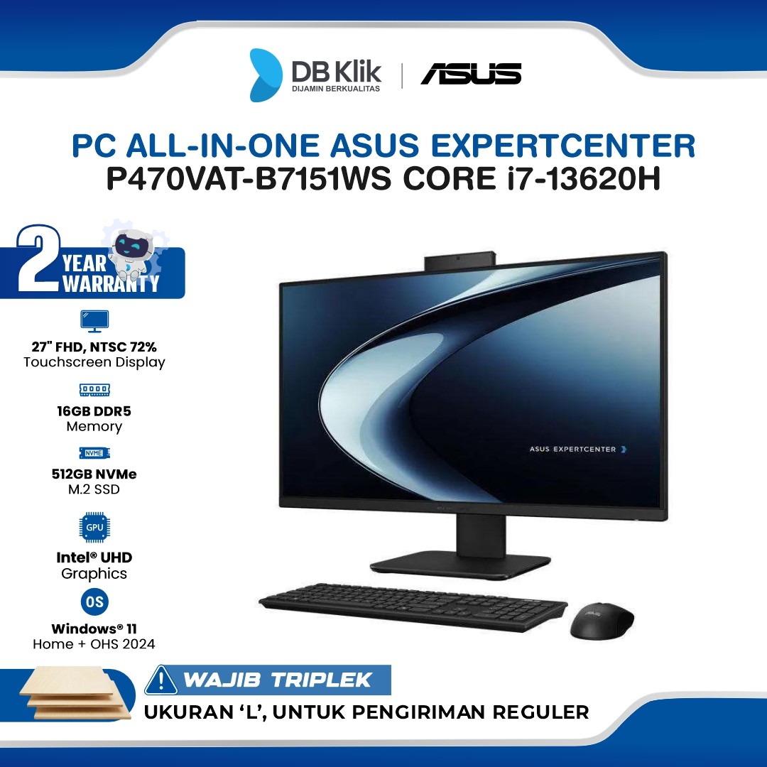 ASUS ExpertCenter P470VAT-B7151WS PC AIO INTEL Core i7-13620H 16GB DDR5/512GB M.2 NVMe INTEL UHD Windows 11 Home + Microsoft Office Home Student 2024 27" FHD TouchScreen - Black
