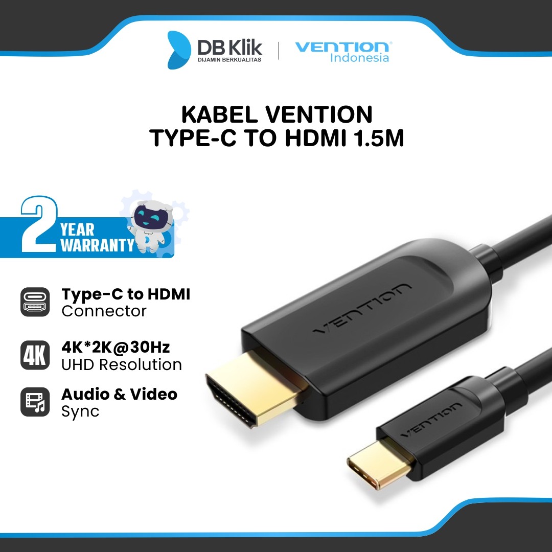 Kabel Vention Type C to HDMI 1.5M - Kabel Type C to HDMI Black CGUBG