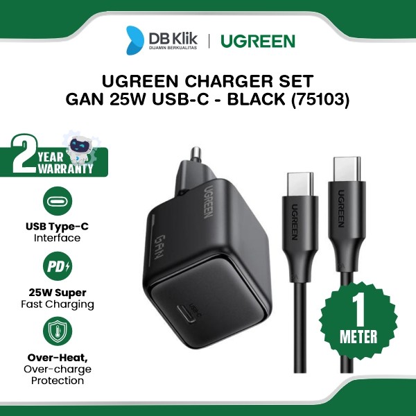 UGreen Charger Set GaN 25W USB-C - Black (75103)