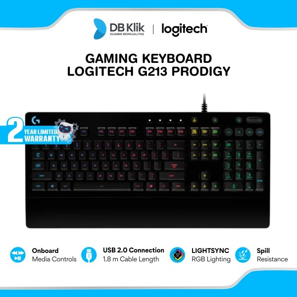 Logitech G213 Prodigy RGB Gaming Keyboard - Hitam