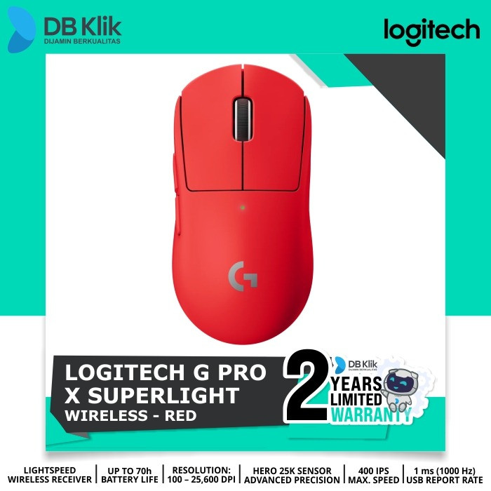 Mouse Gaming Logitech G Pro X Superlight Wireless Dpi Red