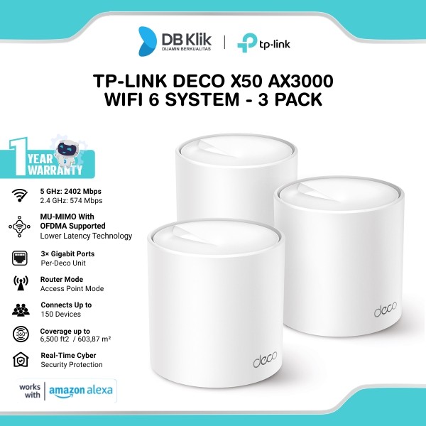 Whole Home Mesh TP-Link Deco X50 AX3000 WiFi 6 Dual Band ( 3-Pack )