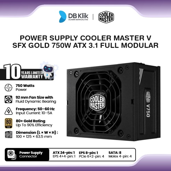 Power Supply Cooler Master V SFX Gold 750W ATX 3.1 Full Modular