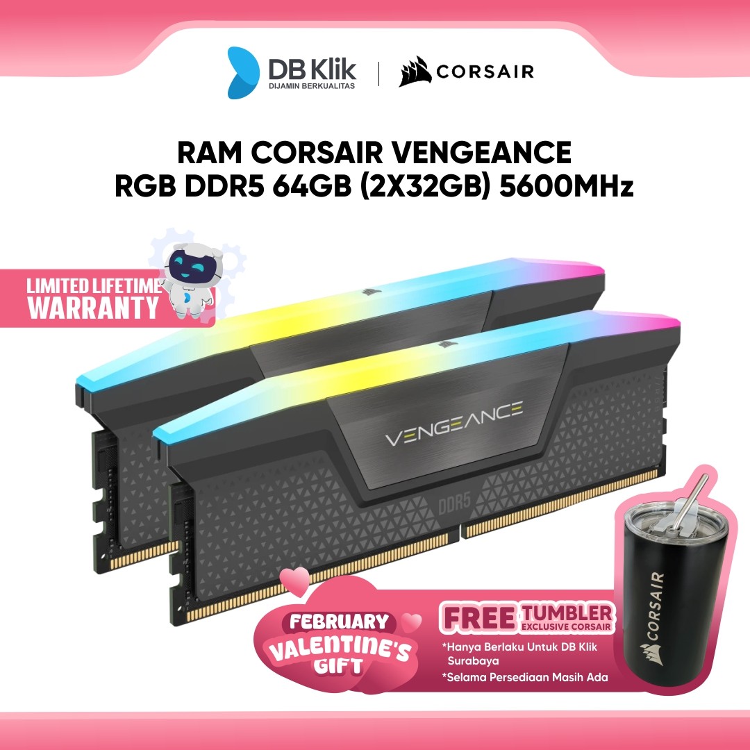 RAM Corsair Vengeance RGB DDR5 64GB (2X32GB) 5600MHz CMH64GX5M2B5600Z40K