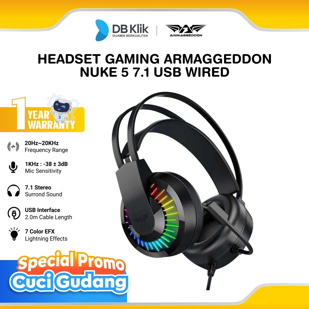 Headset Gaming ARMAGGEDDON NUKE 5 7.1 USB Wired - Armaggeddon NUKE 5