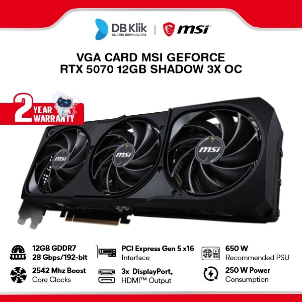 MSI VGA Card GeForce RTX 5070 12GB SHADOW 3X OC GDDR7 - VGA RTX 5070