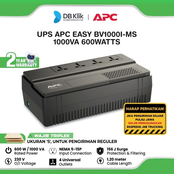 UPS APC Easy BV1000I-MS 1000VA 600Watts Universal Outlet - APC BV1000I