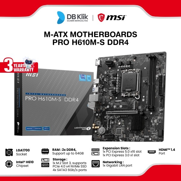 Motherboard MSI Pro H610M-S Ddr4 m-Atx LGA1700