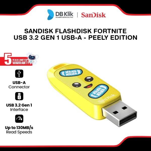 SanDisk Flashdisk Fortnite 64GB/128GB/256GB USB 3.2 Gen 1 USB-A Flash Drive - Peely Edition (SDCZIF-256G-G46)