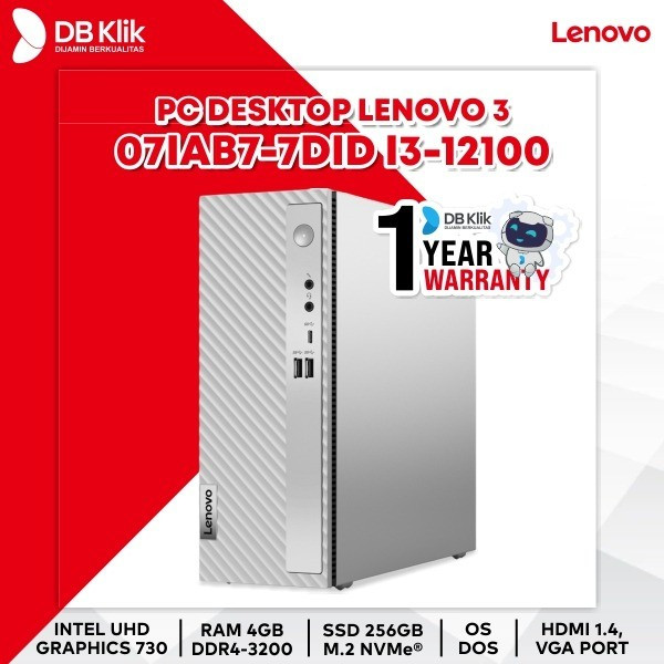 Pc Desktop Lenovo 3 07IAB7-7DID i3-12100 4GB 256GB DOS - Tanpa Monitor