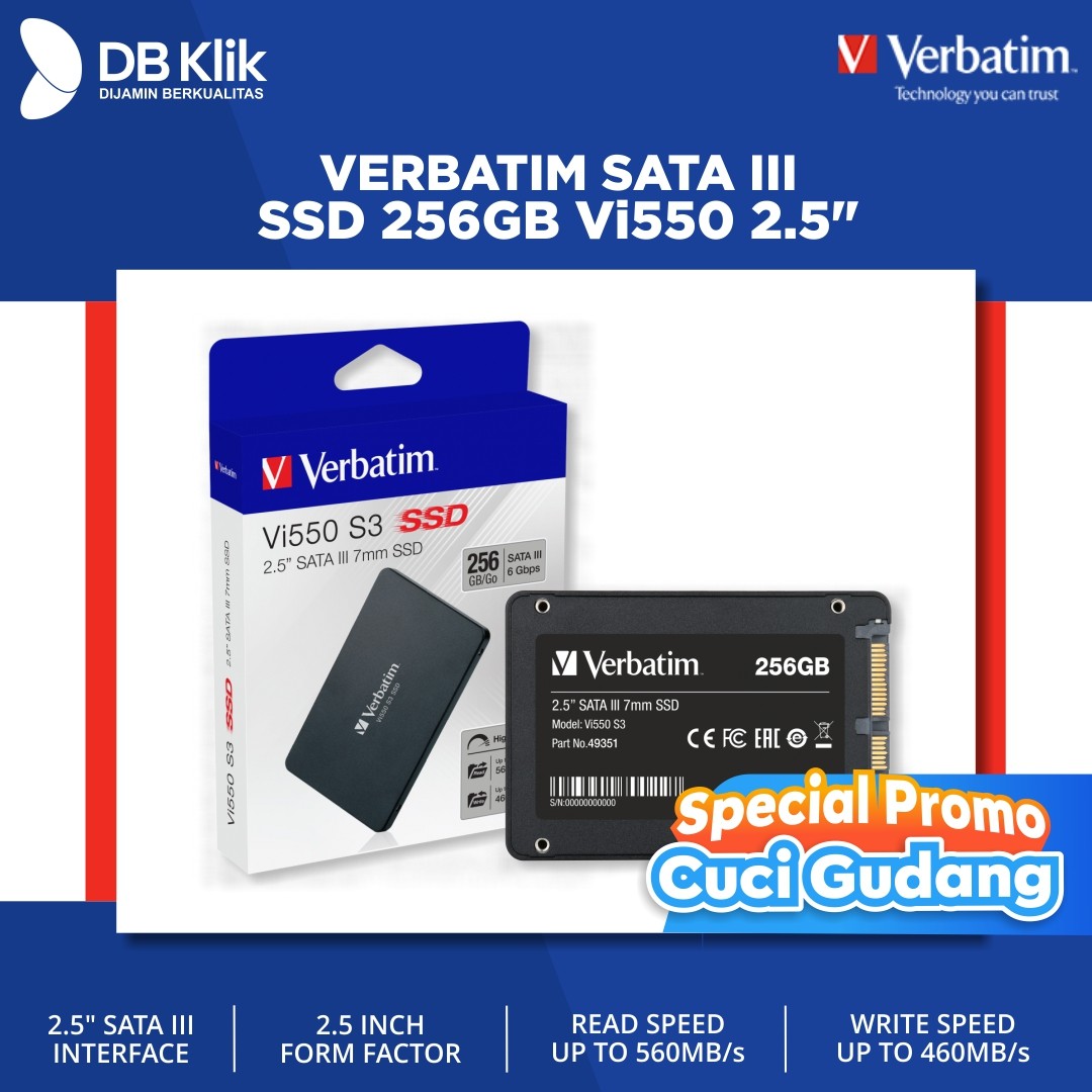 VERBATIM SATA III SSD 256GB Vi550 S3 2.5"