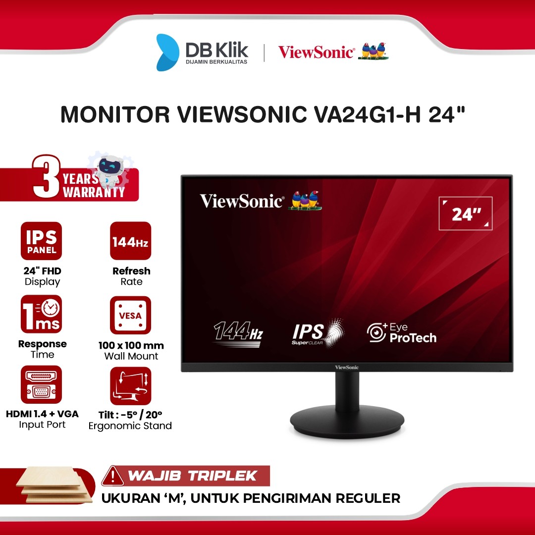 Monitor VIEWSONIC VA24G1-H 24" FHD IPS 144Hz 1ms HDMI VGA