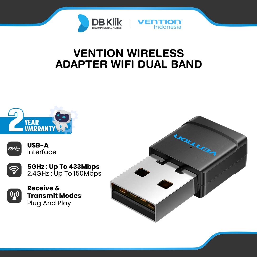 Vention Wireless Adapter WIFI Dual Band - Black (KDSB0)