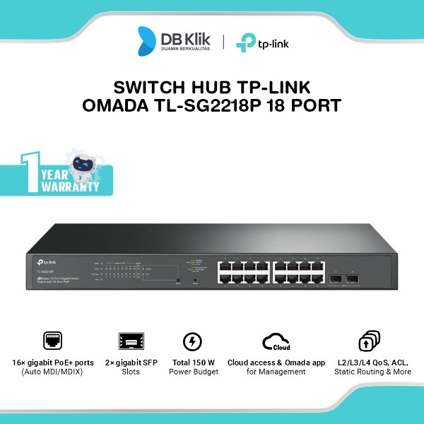 Switch Hub TP-Link Omada TL-SG2218P 18 Port Gigabit with 16-Port PoE+