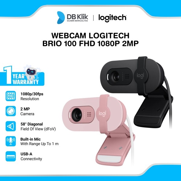Webcam Logitech Brio 100 FHD 1080P 2MP