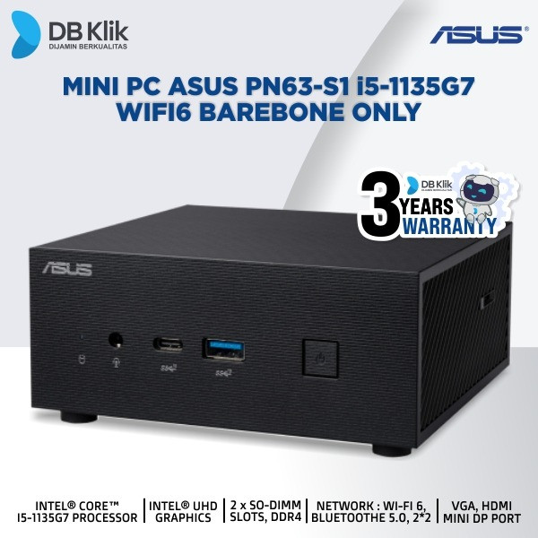 Mini PC ASUS PN63S1 Core i51135G7 WiFi6 Barebone Only ASUS PN63S1