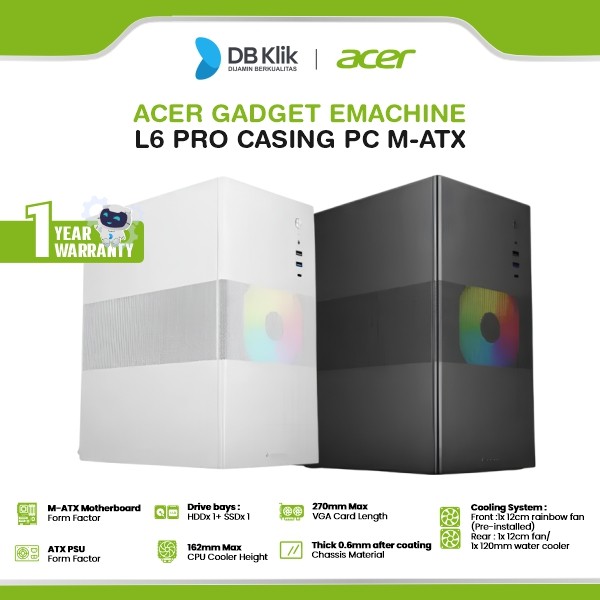 Acer Gadget Emachine L6 Pro Casing PC M-ATX Pre-Installed 1 Fan RGB