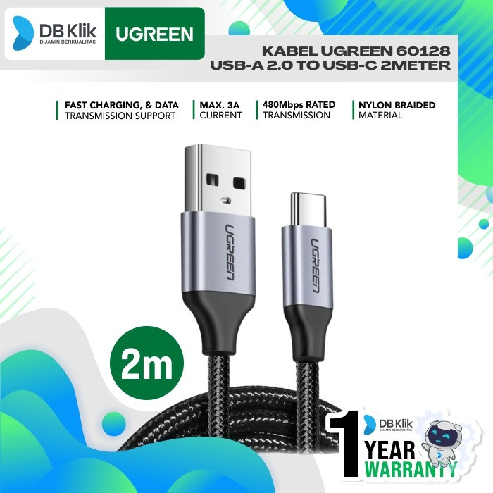 Jual Kabel UGreen 60128 Usb-A 2.0 To Usb-C 2Meter - Kabel Nylon 60128 ...