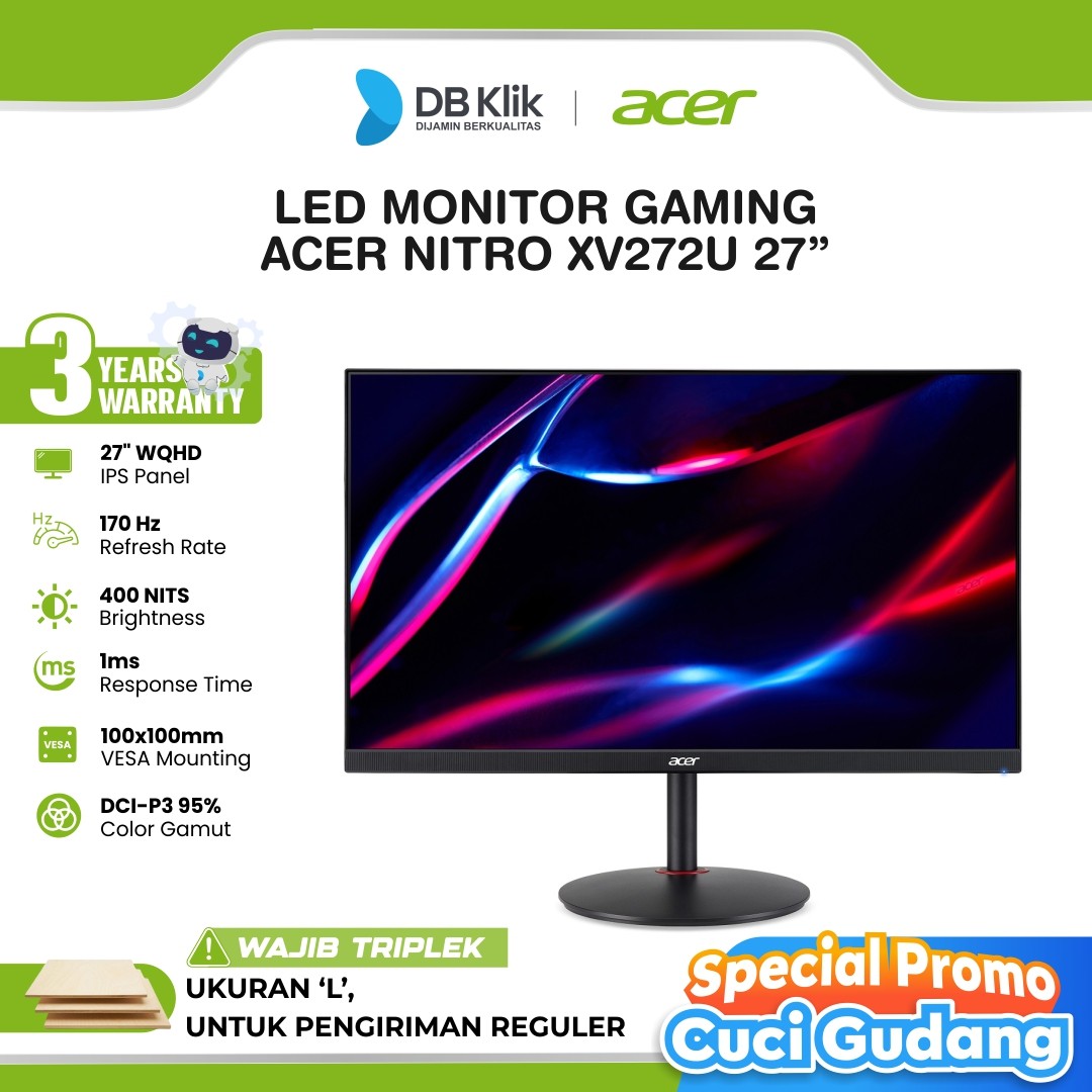 LED Monitor Gaming Acer Nitro XV272U 27" 144Hz WQHD HDMI DP - XV272U P