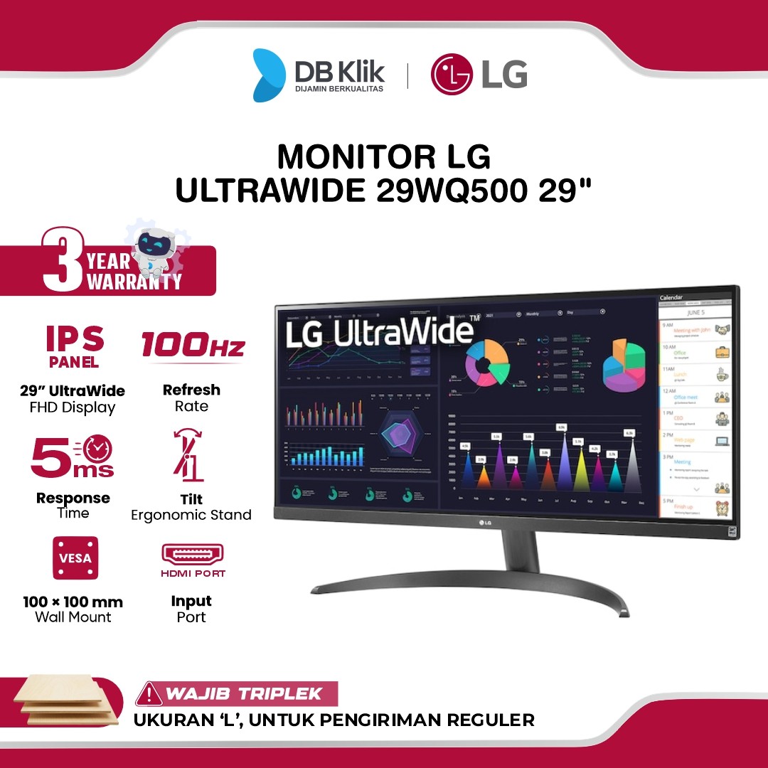 Monitor LG UltraWide 29WQ500 29" FHD IPS 100Hz 5ms AMD FreeSync HDR10 HDMI DP