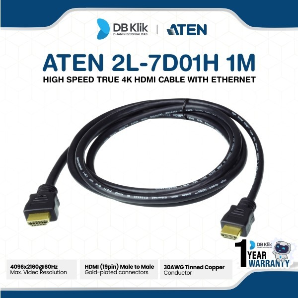 Aten 2L-7D01H 1m High Speed True 4K Hdmi Cable with Ethernet