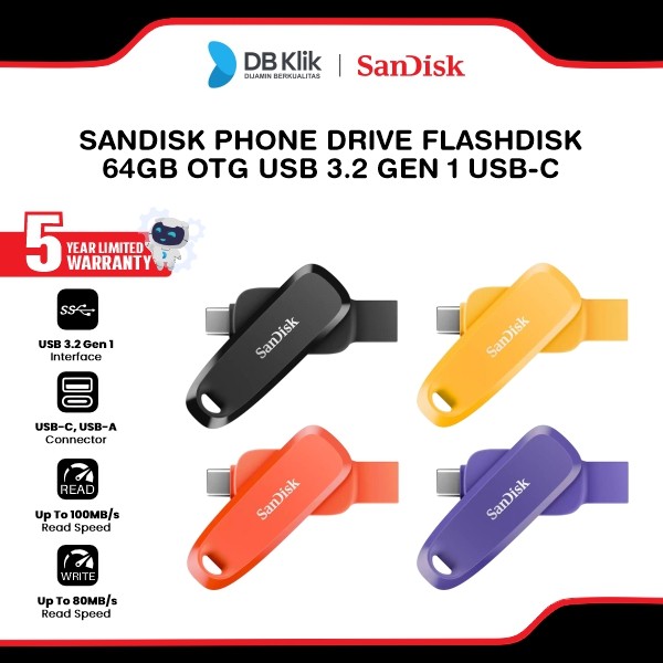 SanDisk Phone Drive Flashdisk 64GB OTG USB 3.2 Gen 1 USB-C