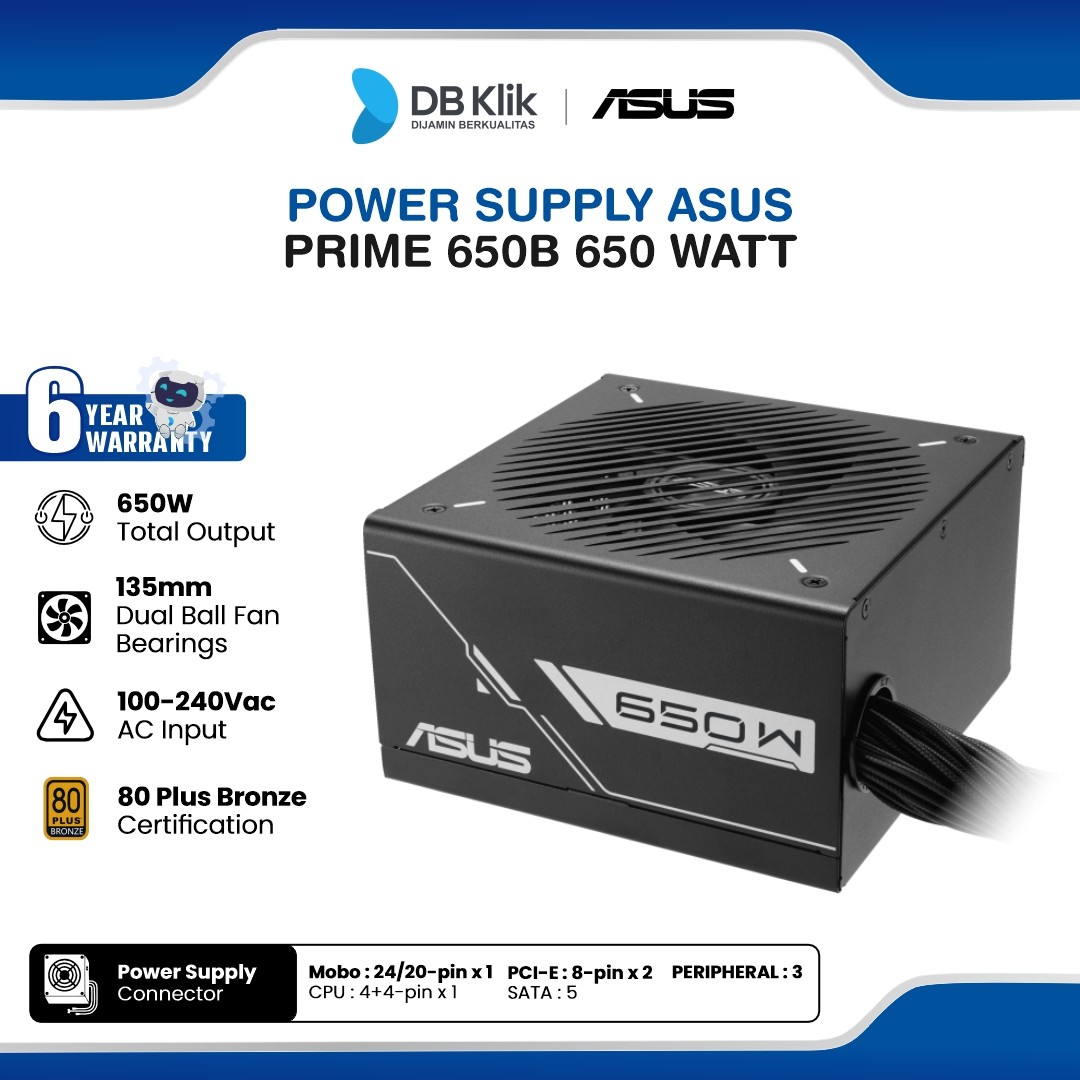 Power Supply ASUS PRIME 650B 650 Watt 80+ Bronze - Black