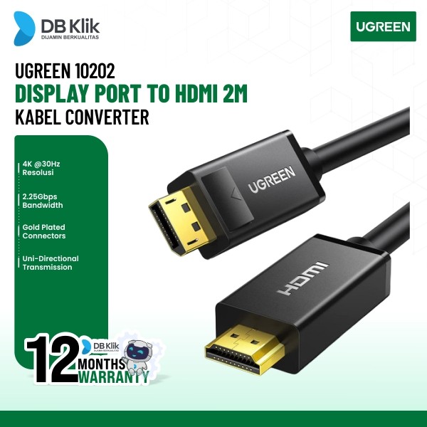 Kabel Converter UGreen Display Port to Hdmi 2M 4K - DP to Hdmi 10202