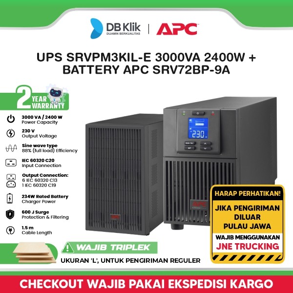 Ups APC SRVPM3KIL-E Online 3000VA 2400W + Battery APC SRV72BP-9A