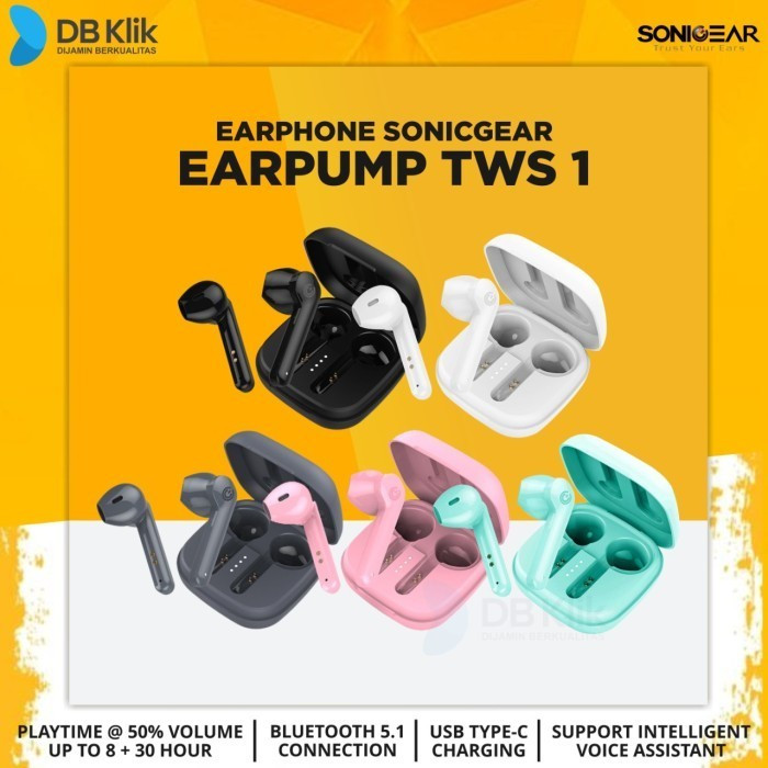 Jual Earphone SonicGear TWS 1 Bluetooth 5.1 Earpump Sonicgear