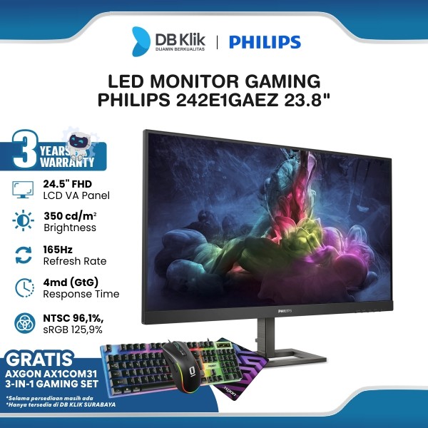 LED Monitor Gaming PHILIPS 242E1GAEZ 23.8" 165Hz Full HD HDMI DP