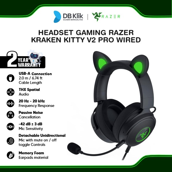 Headset Gaming RAZER Kraken Kitty V2 Pro Wired - Black