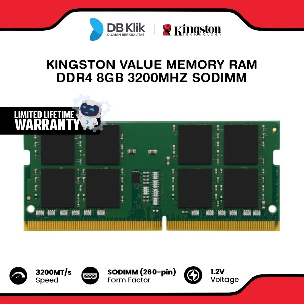 Kingston Value Memory RAM DDR4 8GB 3200MHz SODIMM