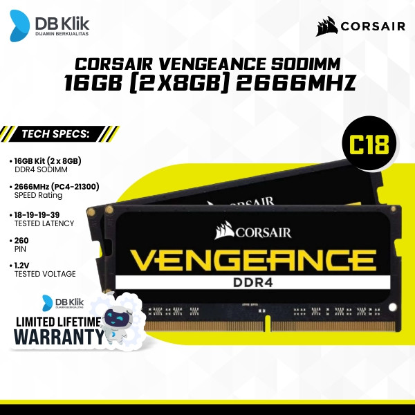 Jual RAM CORSAIR Vengeance DDR4 16GB 2x8GB 2666MHz Sodimm CMSX16GX4M2A C18