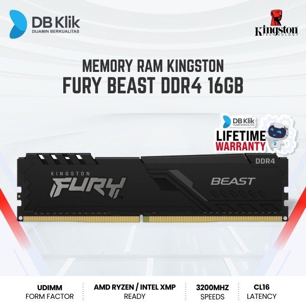Memory RAM Kingston Fury Beast DDR4 16GB 3200MHz