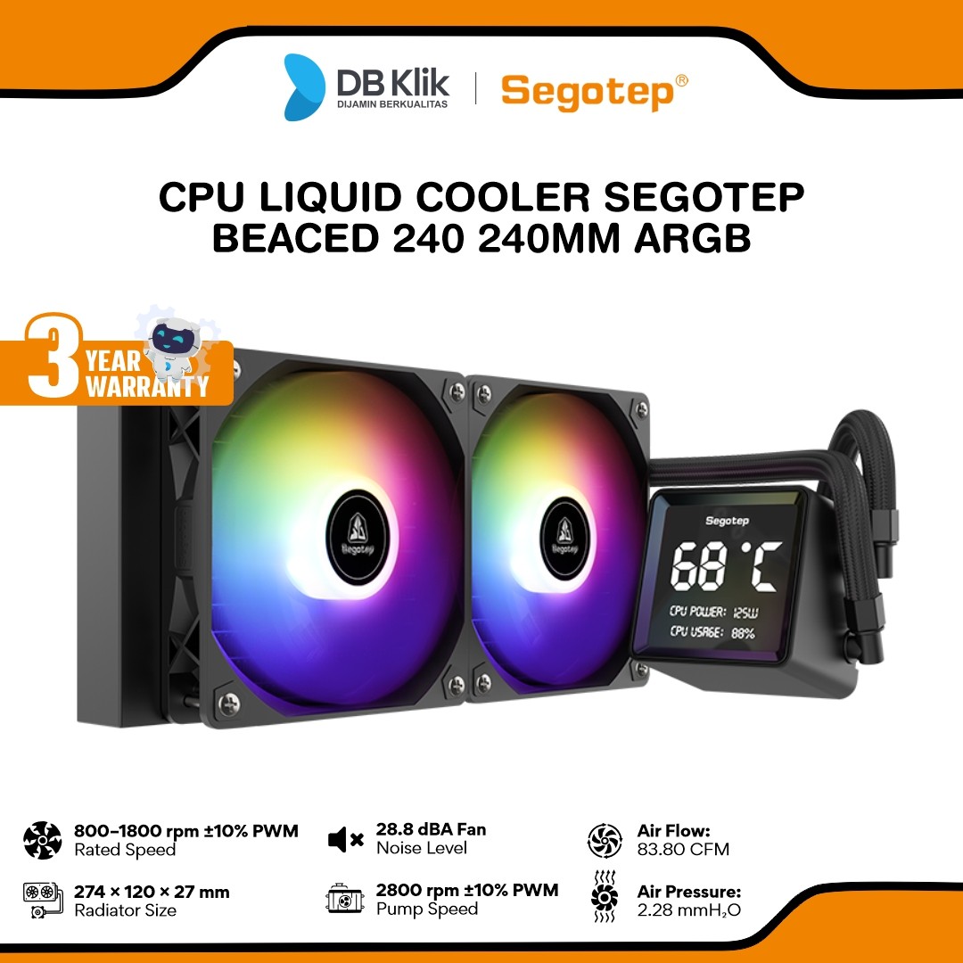 CPU Liquid Cooler SEGOTEP BEACED 240 240mm ARGB - Black