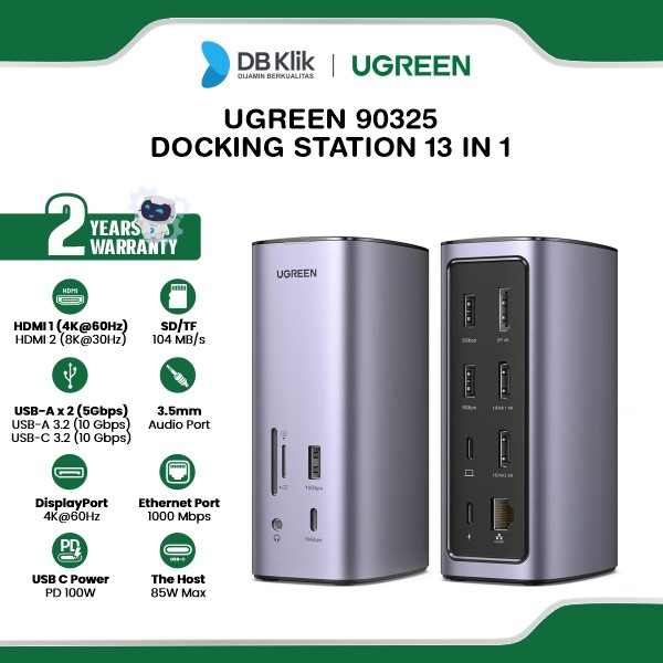 UGreen Docking Station 13 In 1 USB-C PD 100W Card Reader RJ45 HDMI DP (90325)