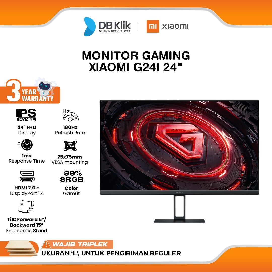 Monitor Gaming XIAOMI G24i 180Hz / G24i 2026 200Hz 24" FHD IPS 1ms AMD FreeSync HDMI DP