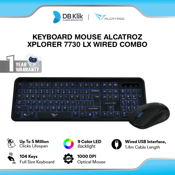 Keyboard Mouse Alcatroz Xplorer 7730 LX Wired Combo