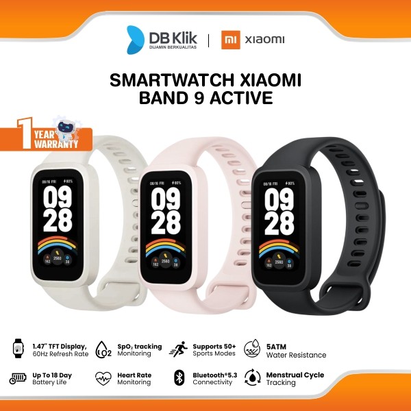 Xiaomi Smart Band 9 Active Smartwatch Layar TFT 1.47" Waterproof 5ATM Baterai 300mAh
