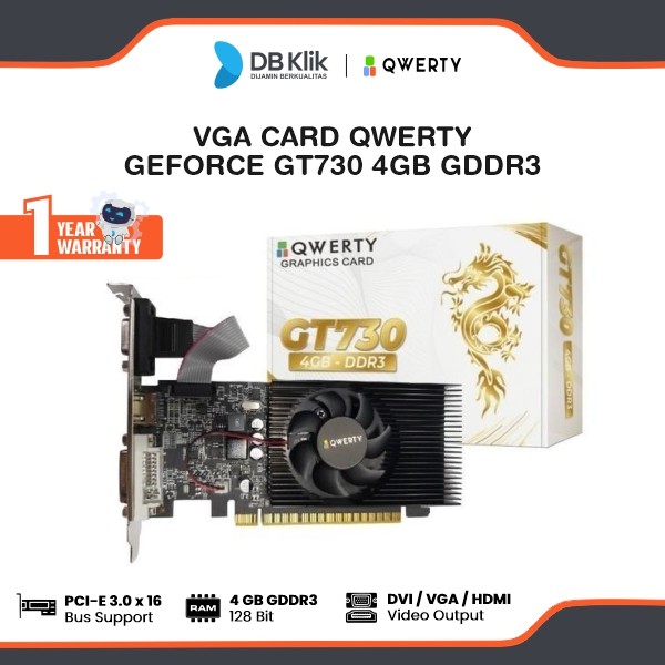 QWERTY VGA GeForce GT730 4GB GDDR3 DVI VGA HDMI